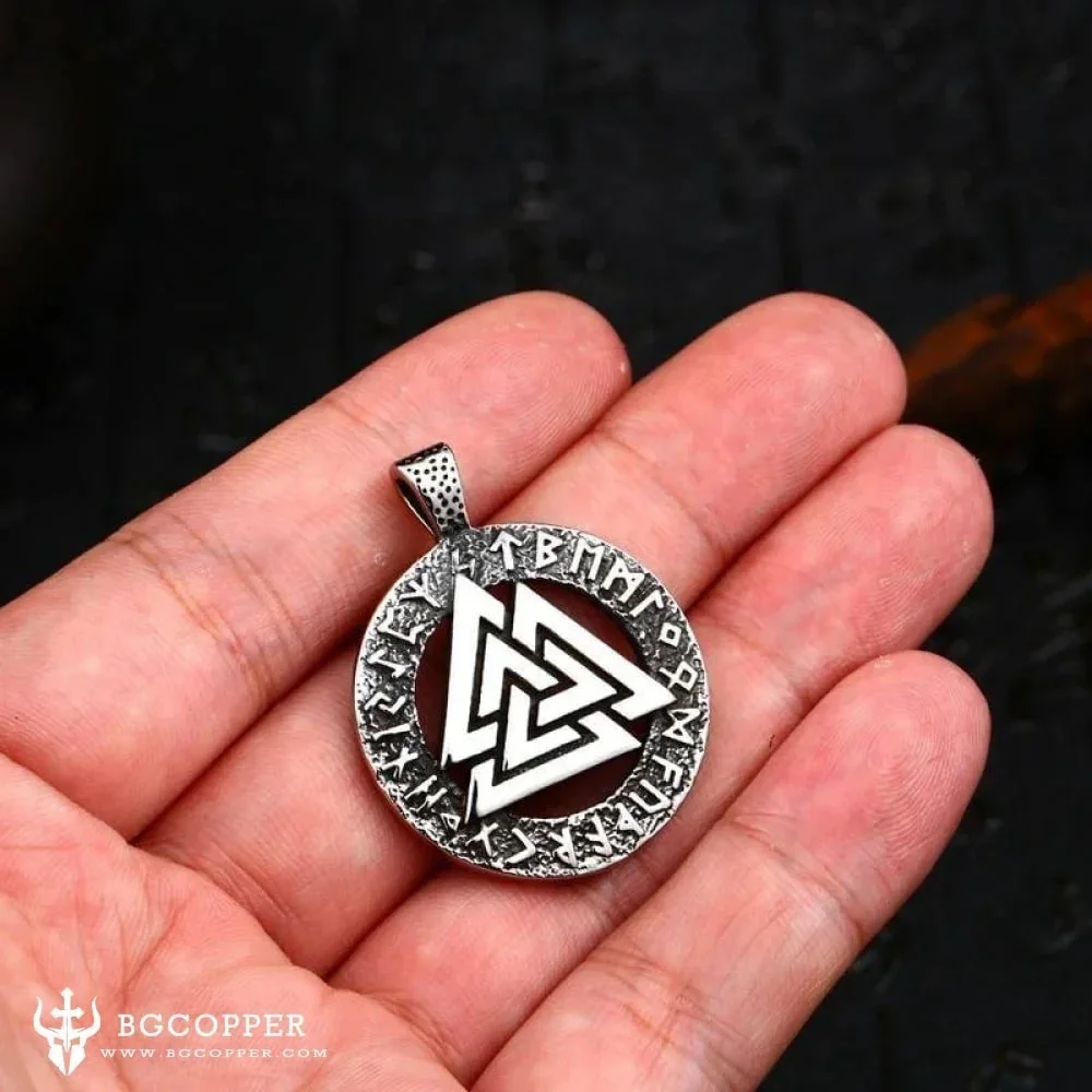 Valknut Viking Pendant Necklace • Norse Rune Amulet • Stainless Steel Statement